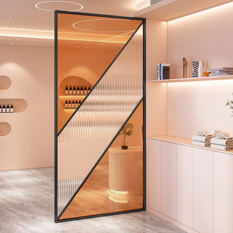 简约屏风隔断铁艺玻璃拼色多色客餐厅美容美发办公室商业家具围栏