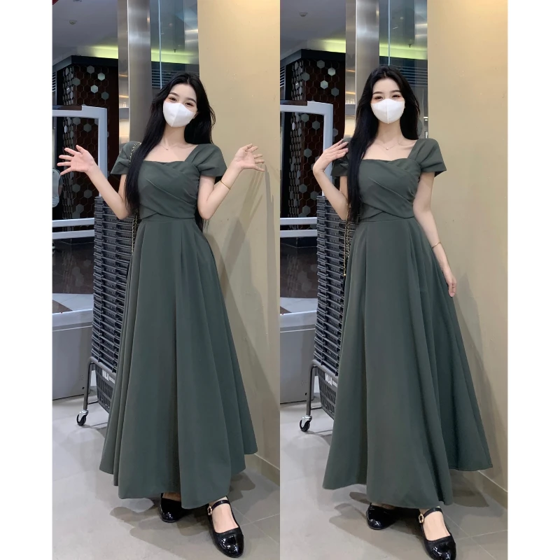 大码女装2024夏季法式气质高级感小众初恋赫本风收腰显瘦连衣裙