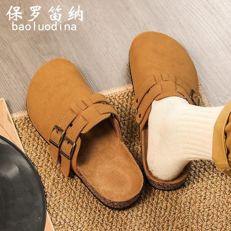 保罗笛纳勃肯拖鞋男女同款夏季软木防水防滑情侣大码包头半拖鞋男