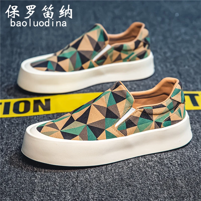 保罗笛纳春季帆布鞋低帮布鞋厚底百搭舒适透气休闲板鞋运动小白鞋