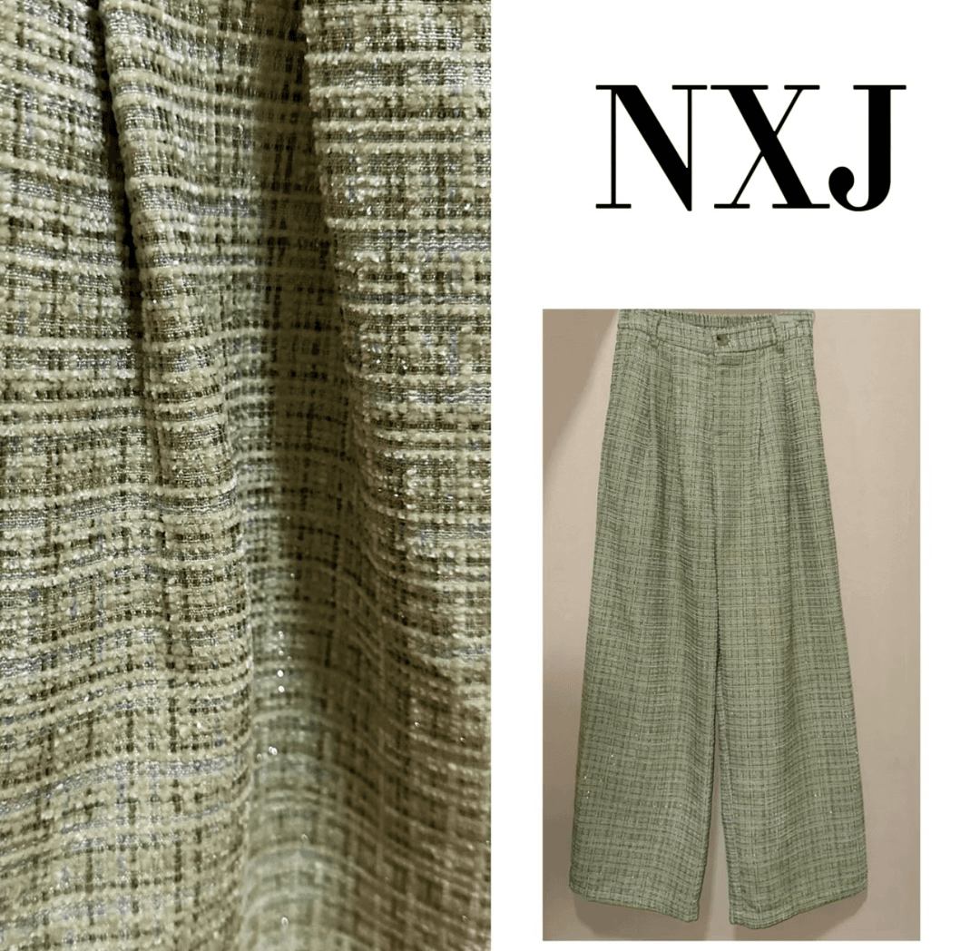 NXJ【青青河边草】微胖大码 小香编织阔腿裤长裤   240703