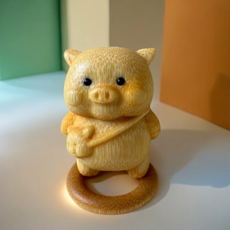 【竹韵清清】实心竹精雕手把件 摆件 背包小猪 拍下即送玉华液