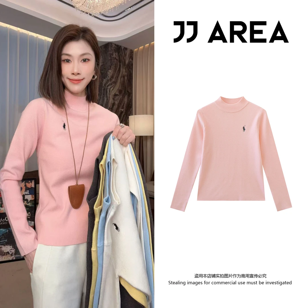 【JJ AREA】娇娇“马卡龙打底”高支加密圆领套头羊-毛衣百搭针织衫