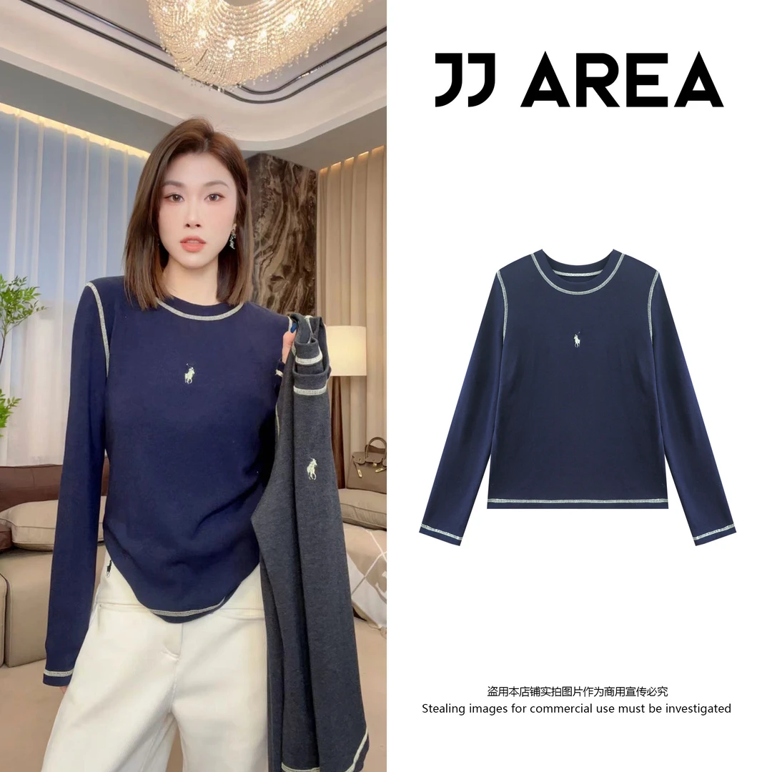 【JJ AREA】娇娇“撞色明线T2.0”秋冬韩版时尚显瘦长袖T恤百搭打底衫