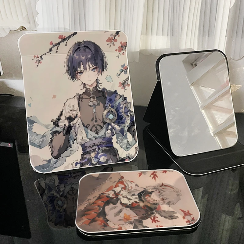 原神古风水墨便携随身小镜子枫原万叶学生折叠化妆镜家居台镜宿舍