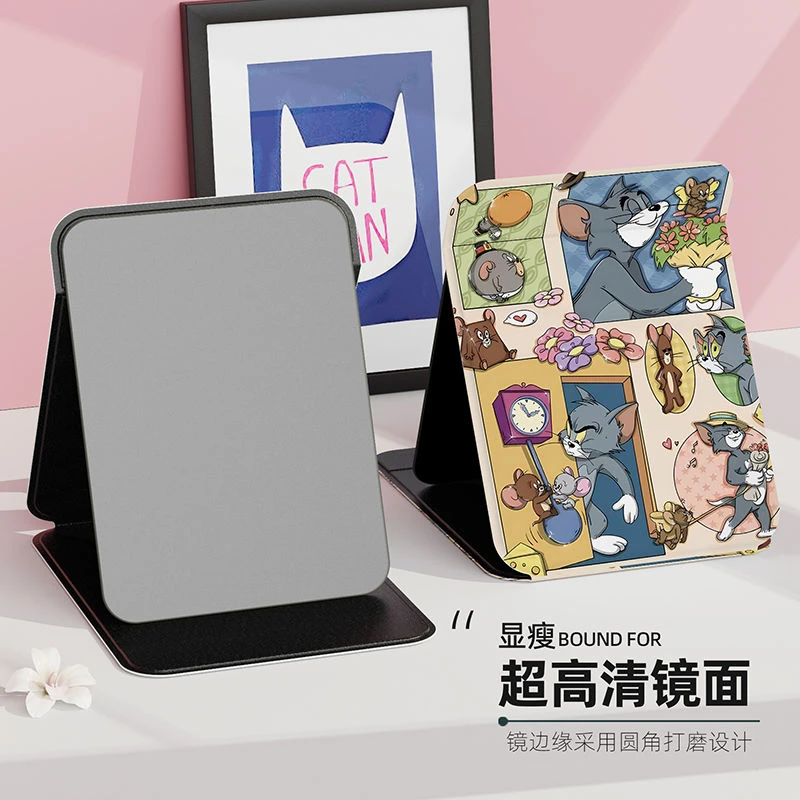 猫和老鼠大号折叠化妆镜子可爱女学生便携宿舍台式桌面随身化妆镜