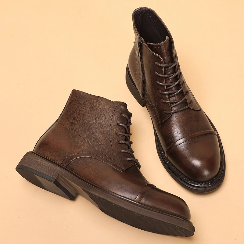 帕达索马丁靴男士时尚休闲百搭冬季加绒保暖短靴工装靴230953-CLG