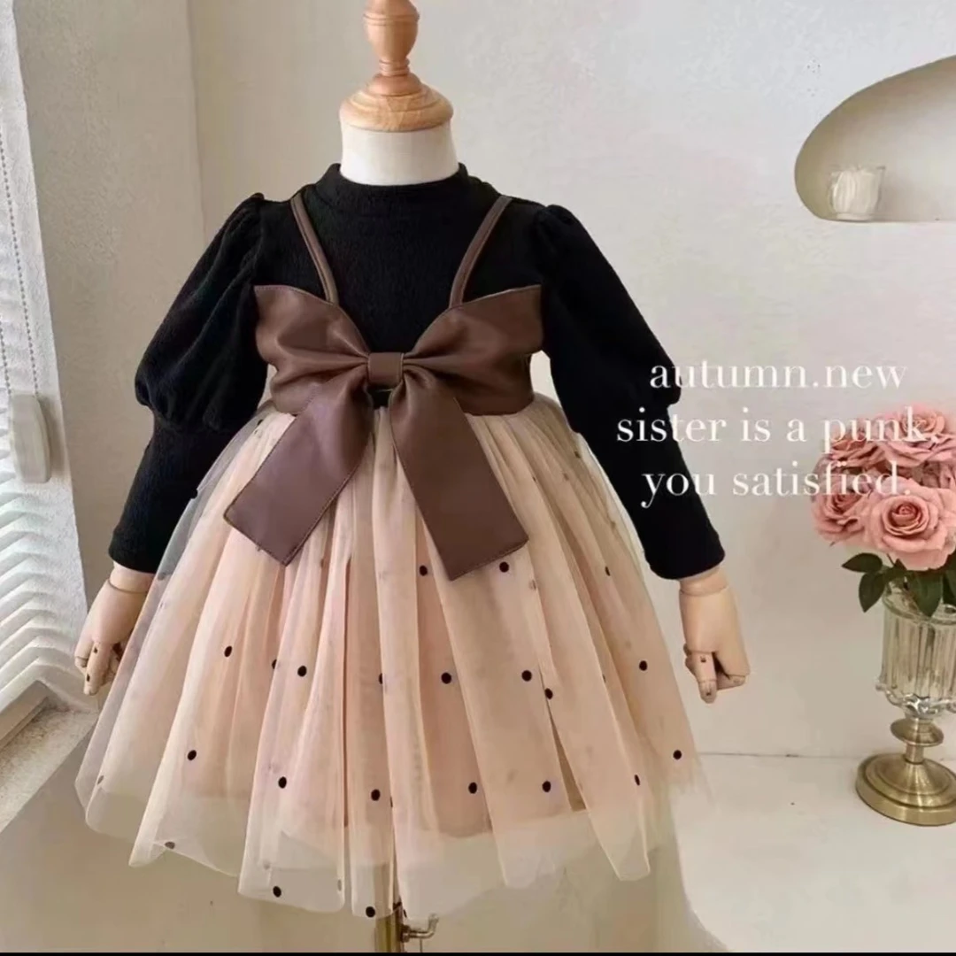 A58精品暮云纱连衣裙秋款女童洋气春秋长袖韩版小童宝宝女孩