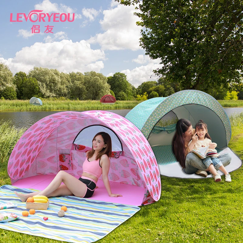沙滩帐篷全自动免搭建速开露营儿童户外便携遮阳简易3-4人帐篷