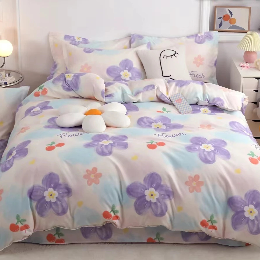 高支高密精梳斜纹面料标准枕套一对【蜜恋花】48*74