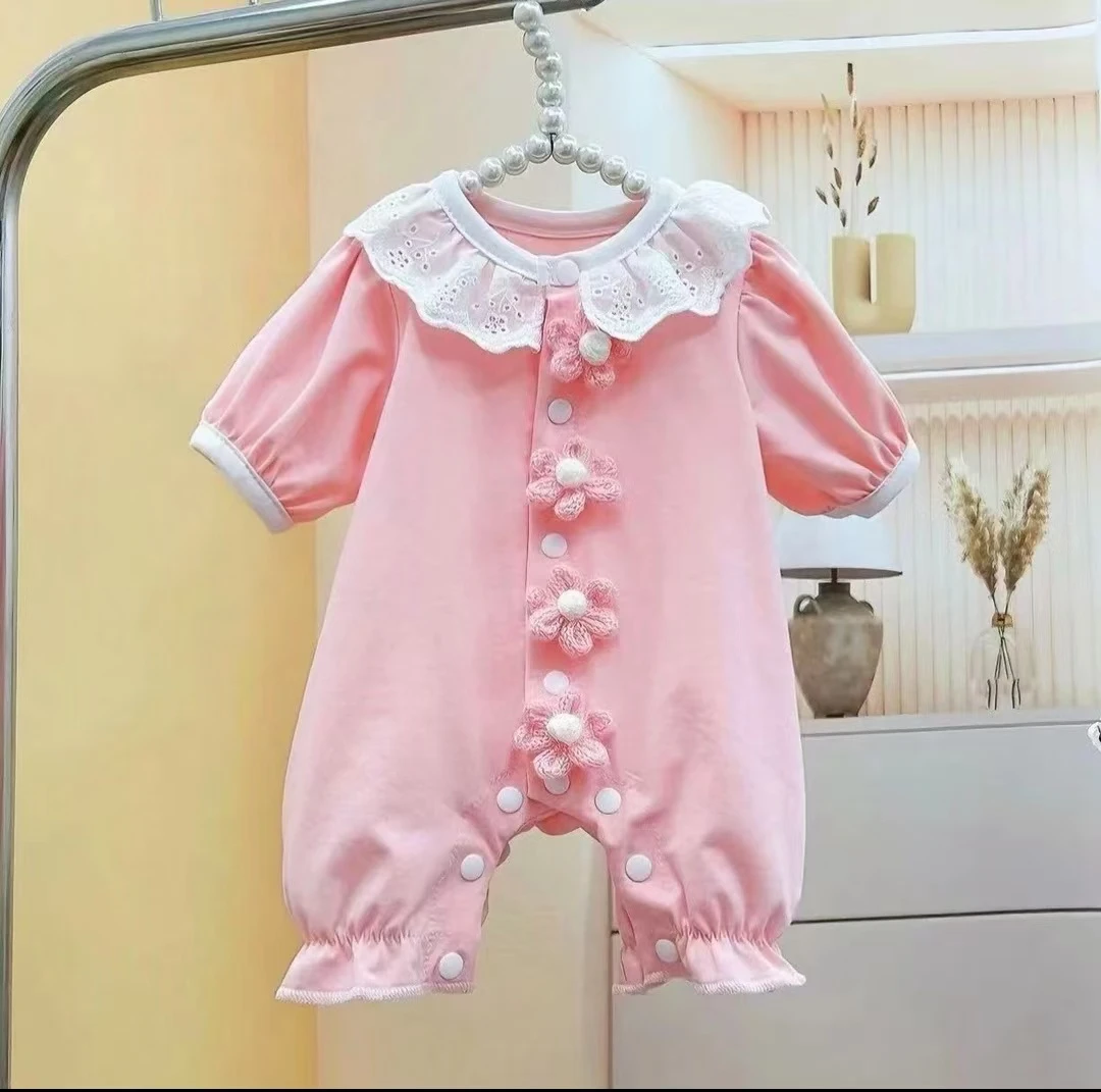 婴儿夏季连体衣纯棉薄款夏季新生儿衣服夏天哈衣宝宝夏装公主风