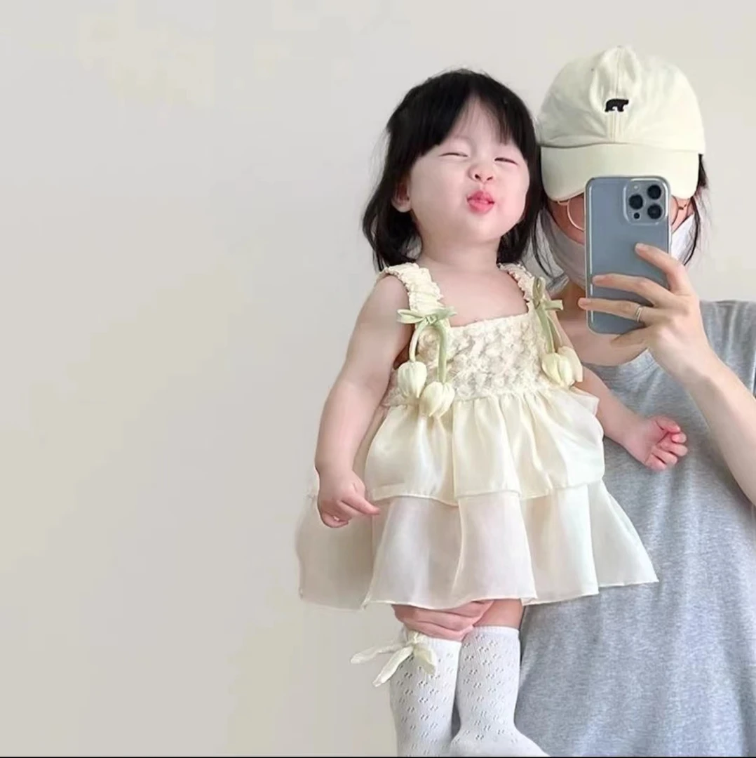 婴儿衣服夏季吊带包屁裙百天宴女宝宝满月蛋糕裙洋气公主周岁礼服