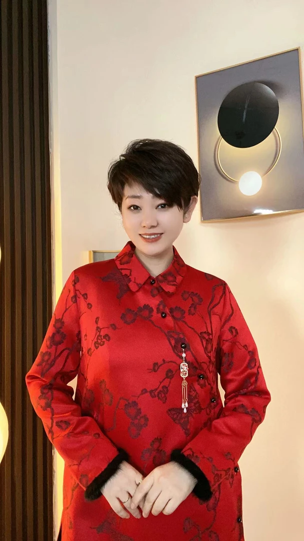 外套中长款时尚印花暗纹显瘦高级新中式