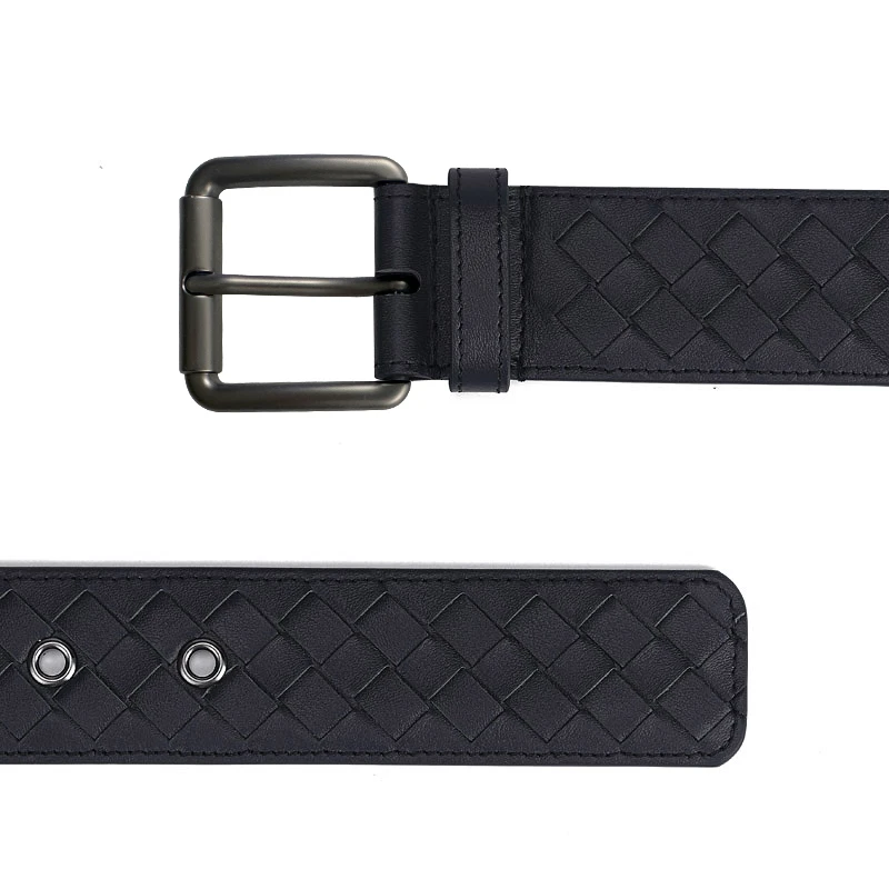 BV&BOTTE VENMA男士真皮编织腰带西裤牛仔裤高档头层牛皮针扣皮带