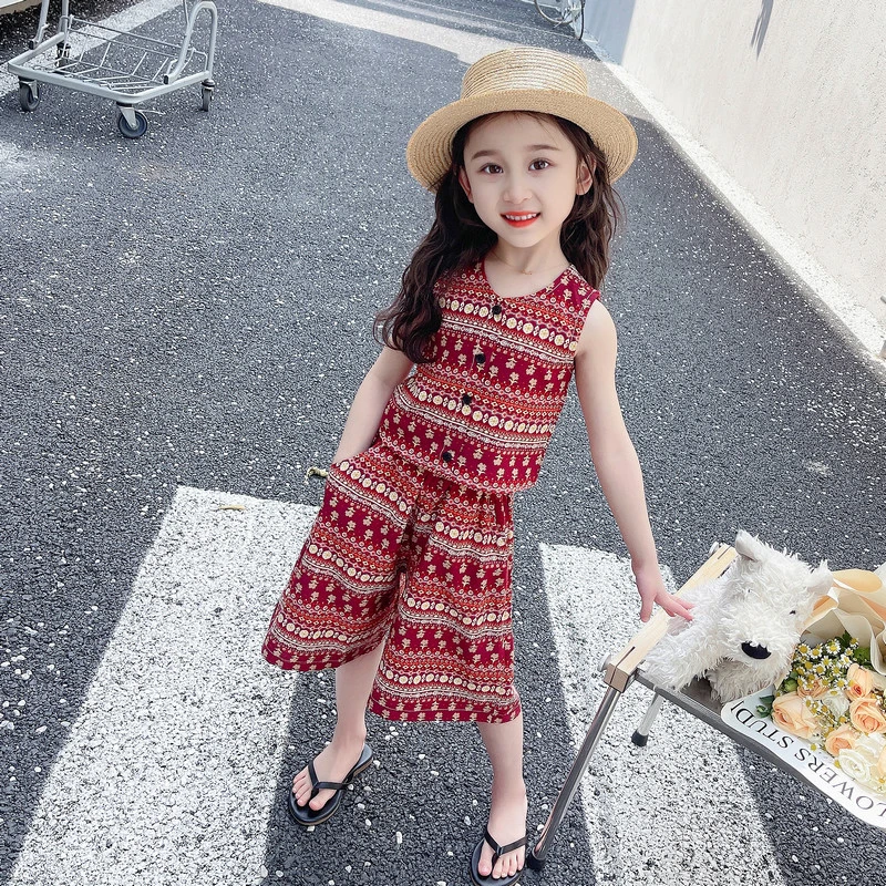 女童夏季碎花2025新款洋气甜美民族风夏装儿童宝宝时髦两件套夏款