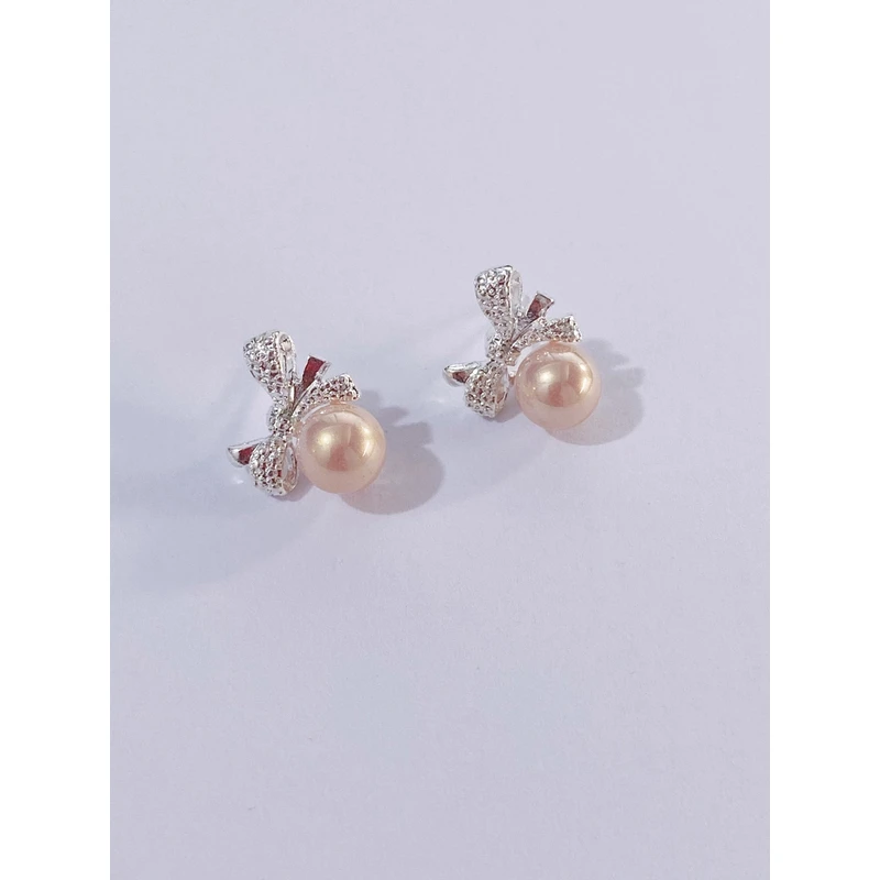 铜合金耳饰 【20号】小众蝴蝶结仿珍珠夏季超仙甜美高级感耳饰