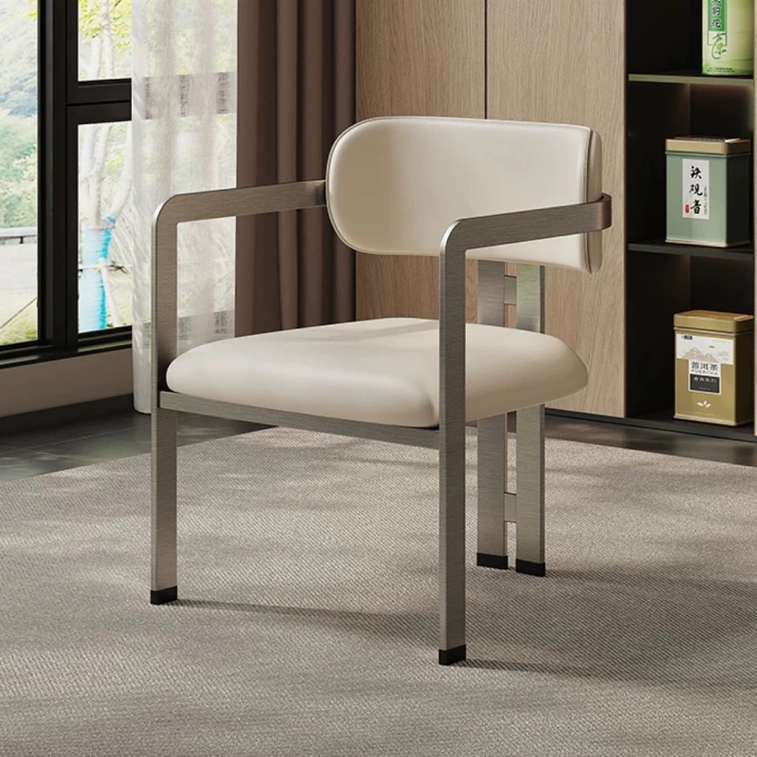 轻奢茶椅靠背主人椅现代简约椅子洽谈茶桌椅意式极简书椅家用凳子