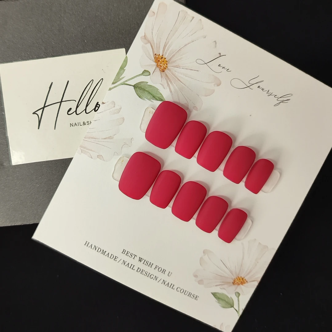 019  胭脂泪   夏日显白磨砂火龙果色纯手工可重复使用穿戴甲学生