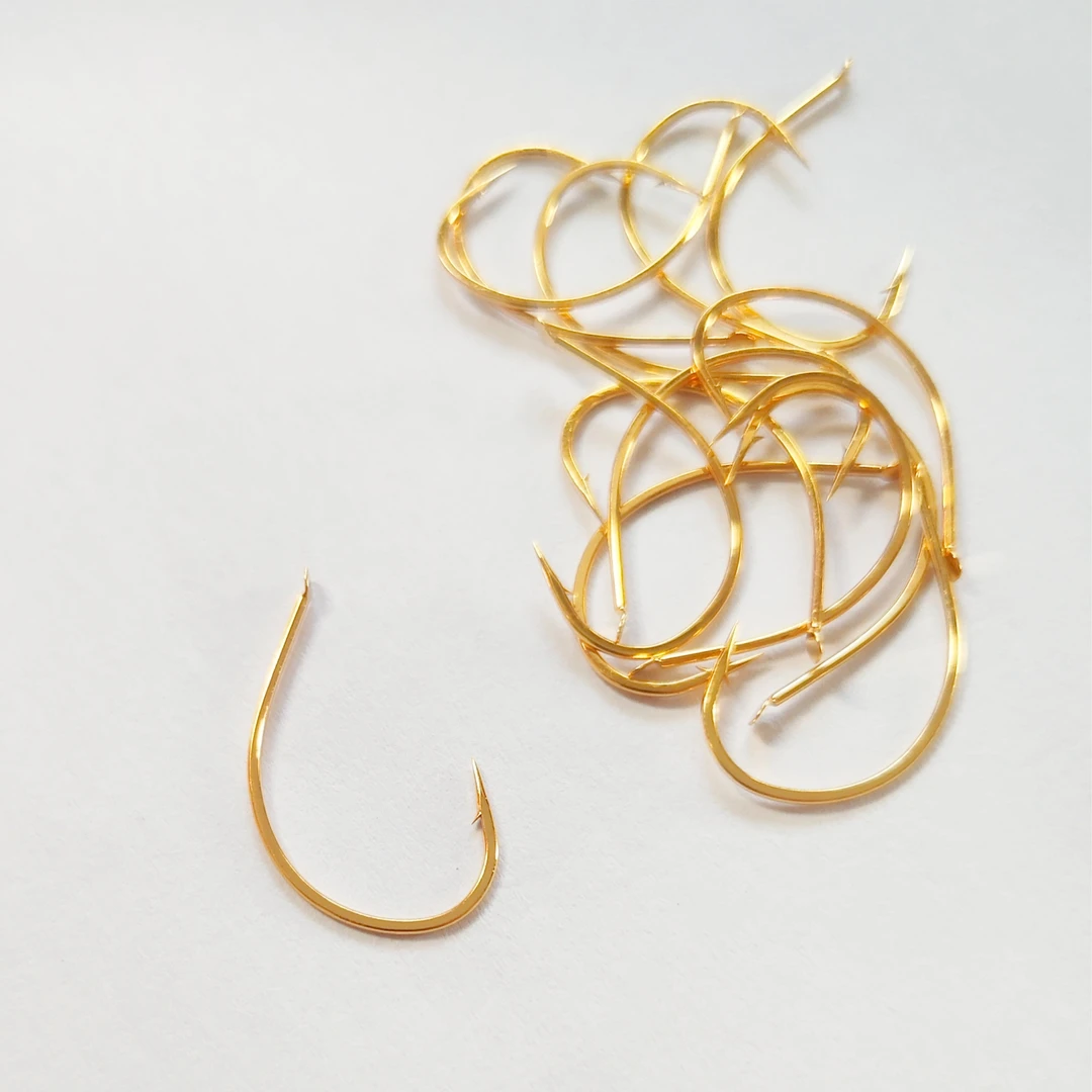 海丰渔具50枚泥鳅钩翘嘴钩泥鳅金色细条鱼钩散装路亚倒钓钩溪流