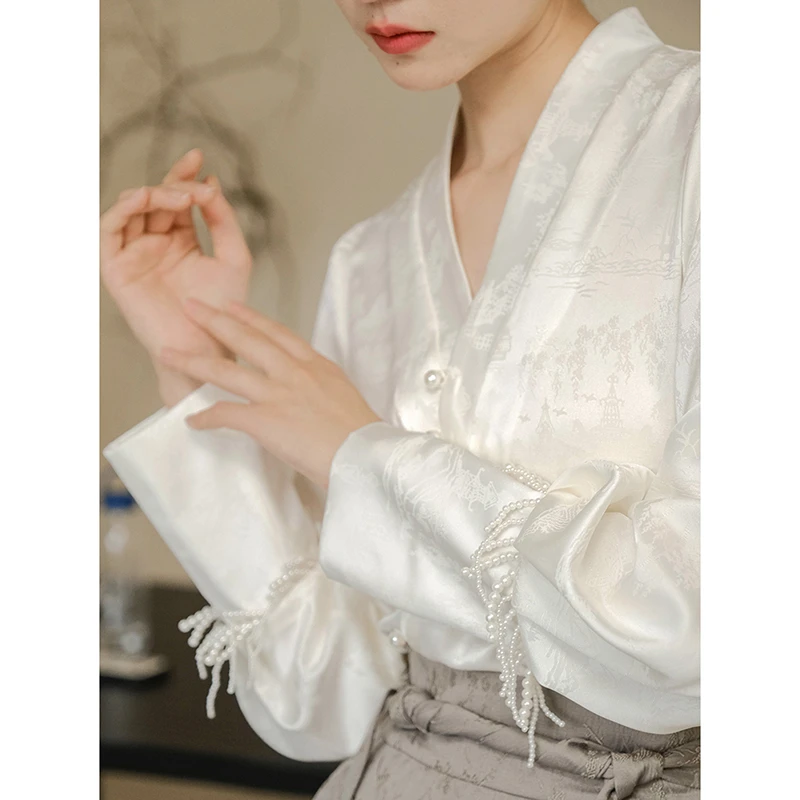 2024初秋新款国风新中式长袖衬衫女高端设计感上衣女简约日常百搭