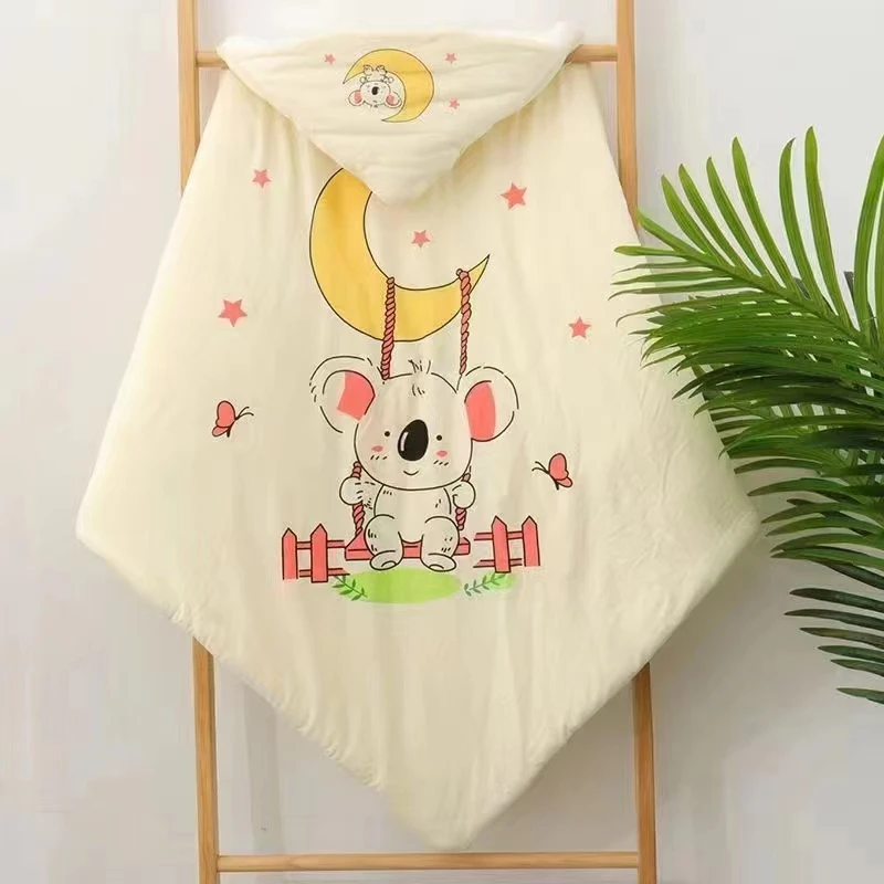 新生儿秋冬加厚印花产房包被柔软亲肤加棉婴幼儿包被夹棉厚款机洗