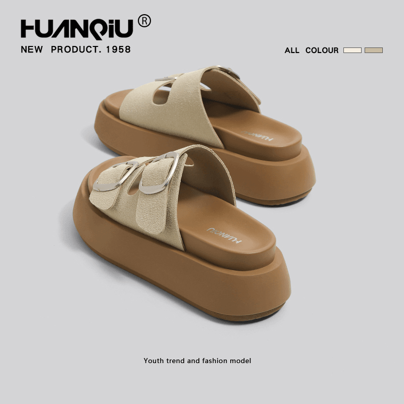 环球厚底勃肯拖鞋女款夏季外穿2024新款休闲一字拖防滑沙滩凉拖鞋