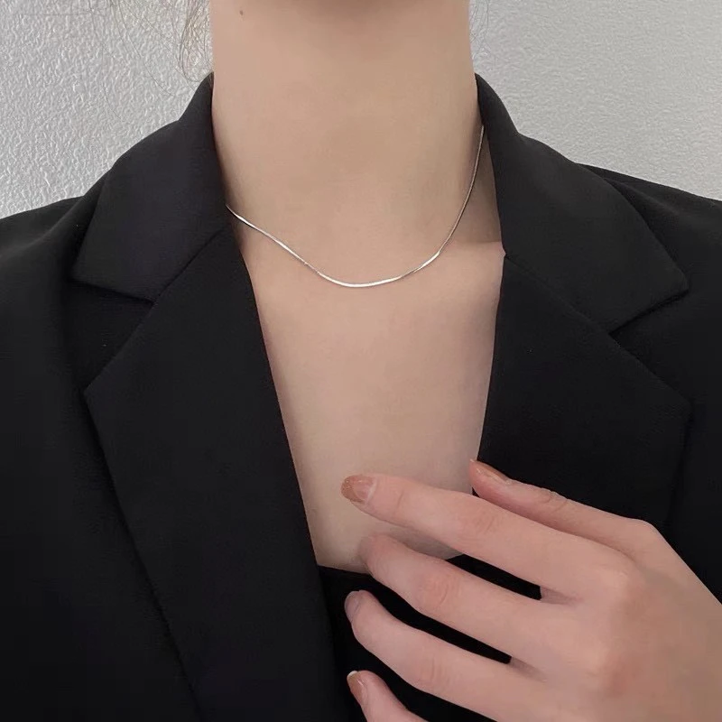 链子925银 纯银简约蛇骨链单链项链女韩版单戴叠戴款