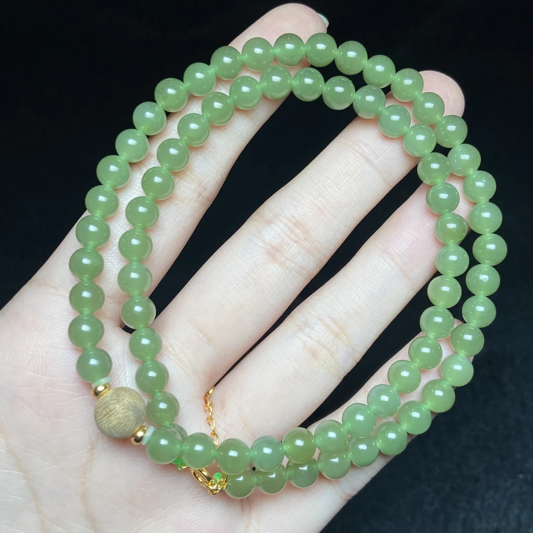 【小北珠宝】和田玉DIY项链25-4H75X87【多样性发一件】约5mm+