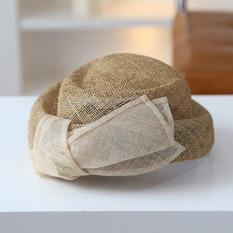 秋印 天然黄草贝雷帽小礼帽出游度假优雅时尚海边防晒空姐草帽女