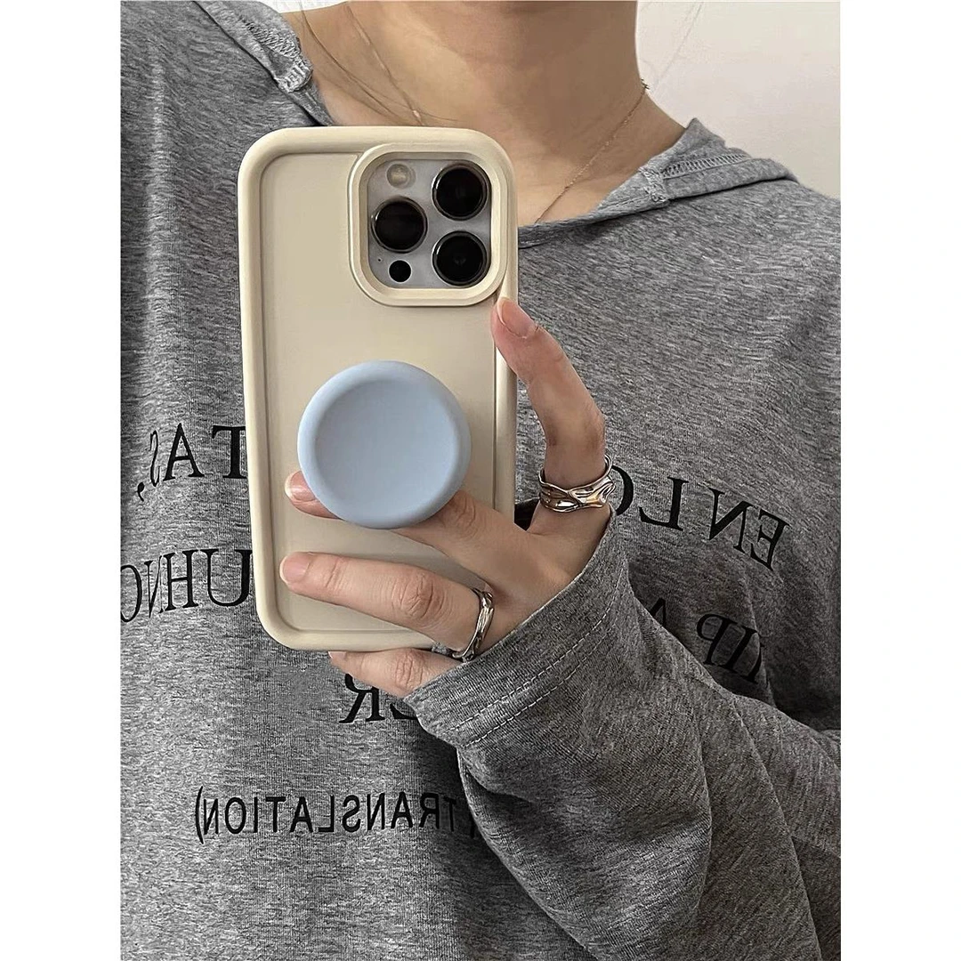 ins简约奶油白iPhone15/14promax手机壳13苹果12/11支架XS纯色XR