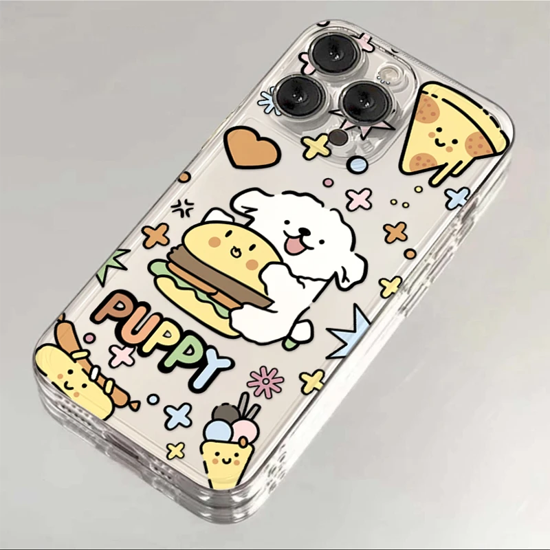 卡通汉堡小狗华为oppo小米vivo苹果15/14可爱13手机壳iphone12/11