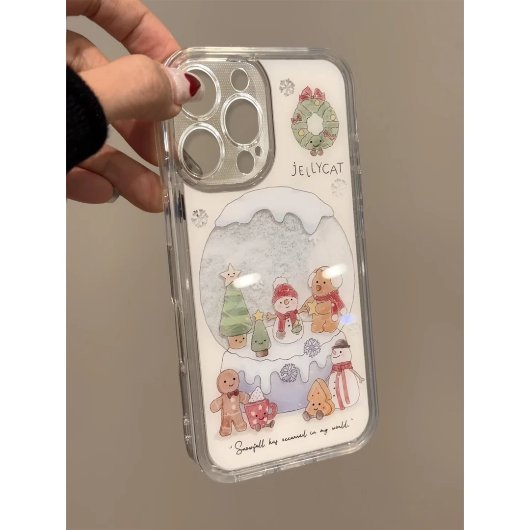 牛牛圣诞雪花流沙适用iPhone16手机壳13苹果1514华为vivo小米oppo