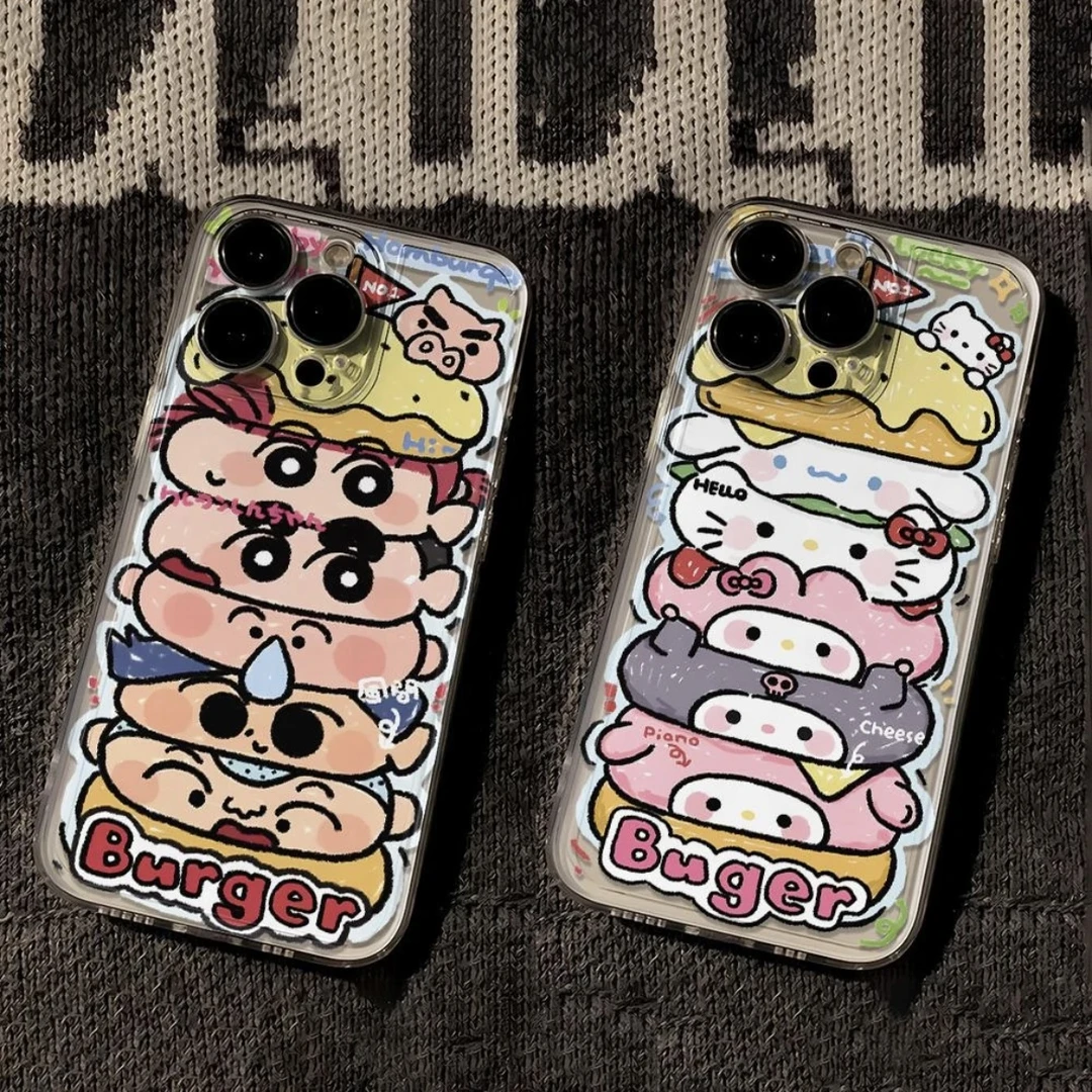卡通汉堡苹果小米oppovivo华为适用iPhone12/13/14/15手机壳全包