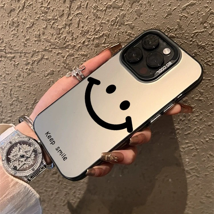 笑脸高级感iPhone13/14promax苹果12潮11硬手机壳XS黑XR男女