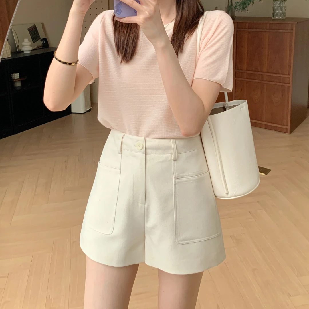 【芝士Cheese】仲夏来信 棉麻感设计a字百搭显瘦小个子休闲时尚短裤