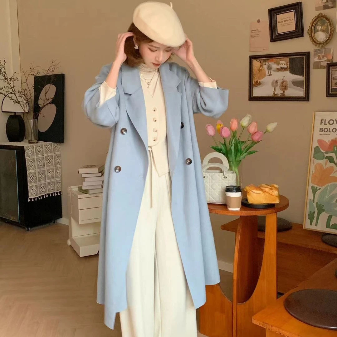 【芝士Cheese】时装周刊呢大衣秋冬气质长款中长款春秋双排扣英伦