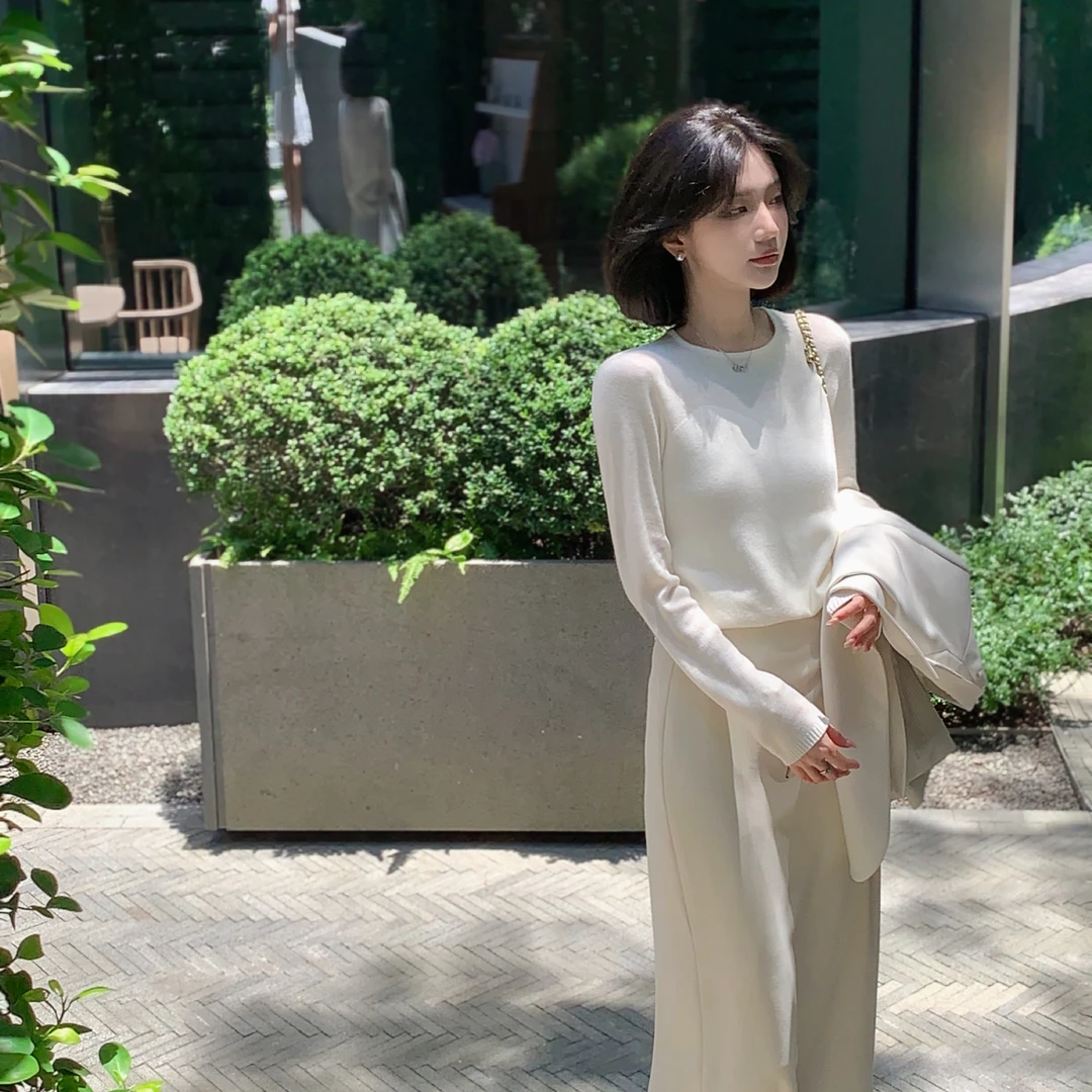 【芝士Chesee】心动丘比特 超细10羊毛上衣秋季高腰法式白色气质