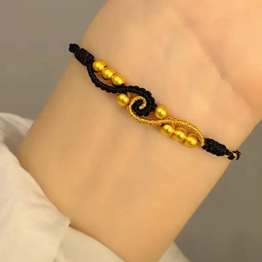 非金属布艺手链 手情侣手串编织时来运转可调节手绳七夕生日礼物