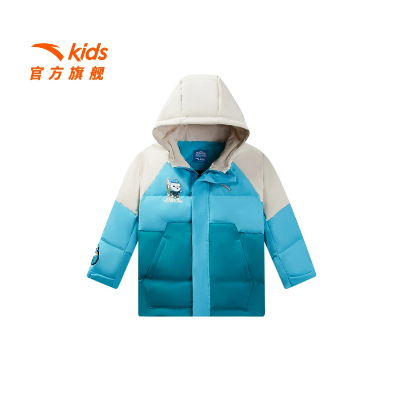 安踏儿童男小童羽绒服冬季新款舒适保暖儿童户外抗寒连帽羽绒服潮