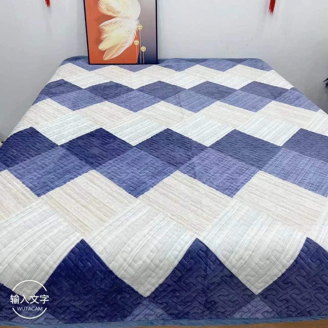 秋冬新品牛奶绒大炕绗缝多功能三层夹棉加绒防滑床盖亲肤单人大床