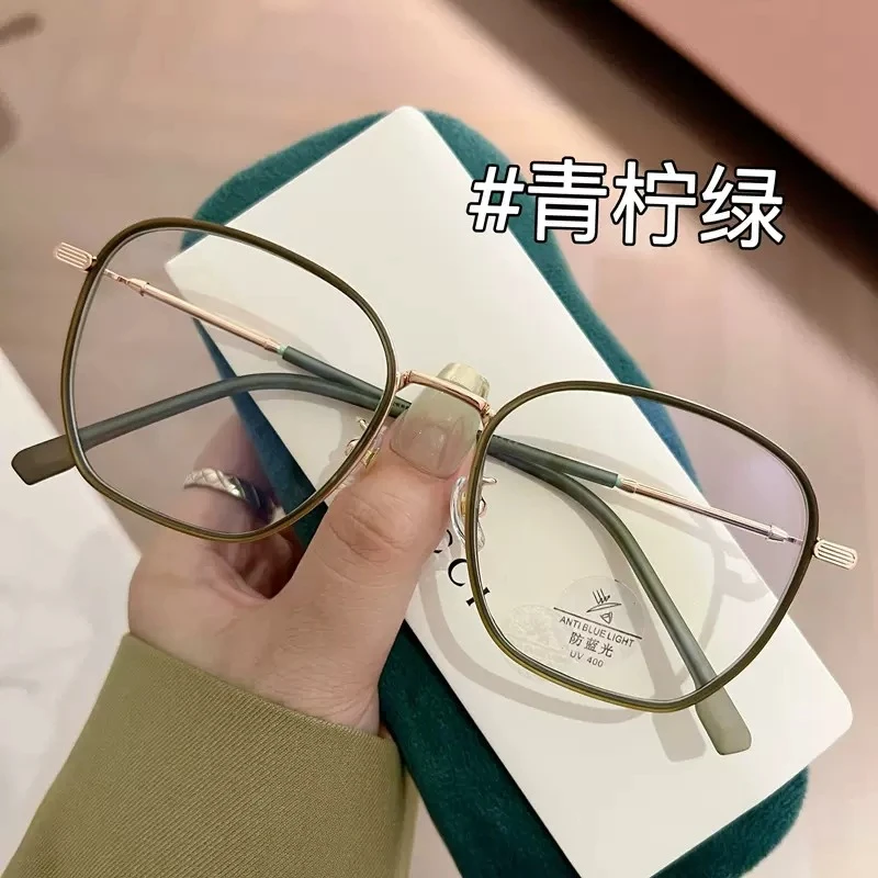 小清新绿色！韩版复古眼镜近视女可配有度数眼睛框架素颜显脸小潮