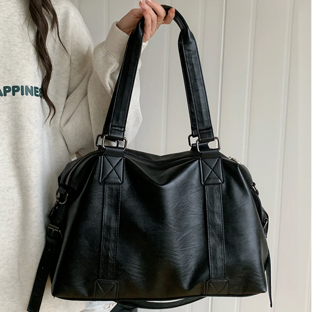 潮酷手提旅行包包女士2024新款韩版休闲托特包大容量斜挎包行李包