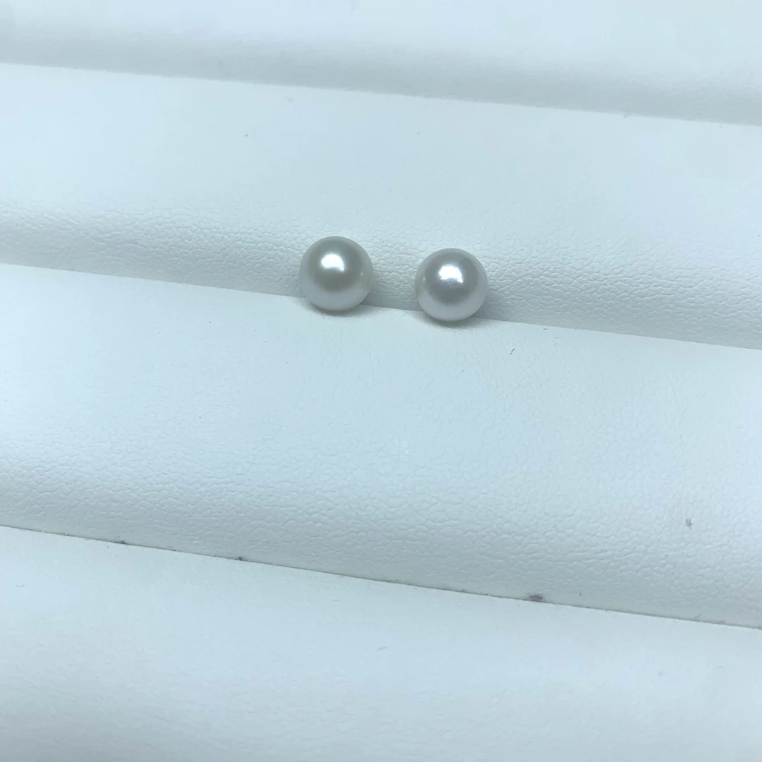空姐同款素钉 7-8 s925纯银，极光淡水，正圆强光素钉
