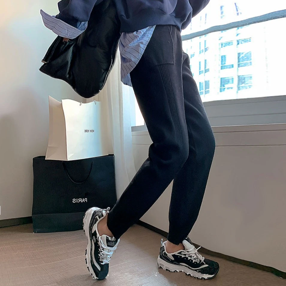 【一库孕装】孕妇裤春秋新款时尚托腹裤外穿针织打底裤长裤子辣妈