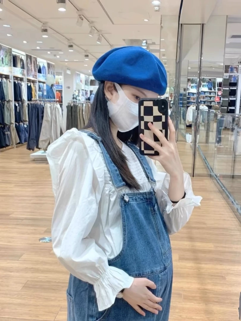 百搭孕妇牛仔裤老爹裤休闲新款时尚九分显瘦春秋款宽松背带裤直筒