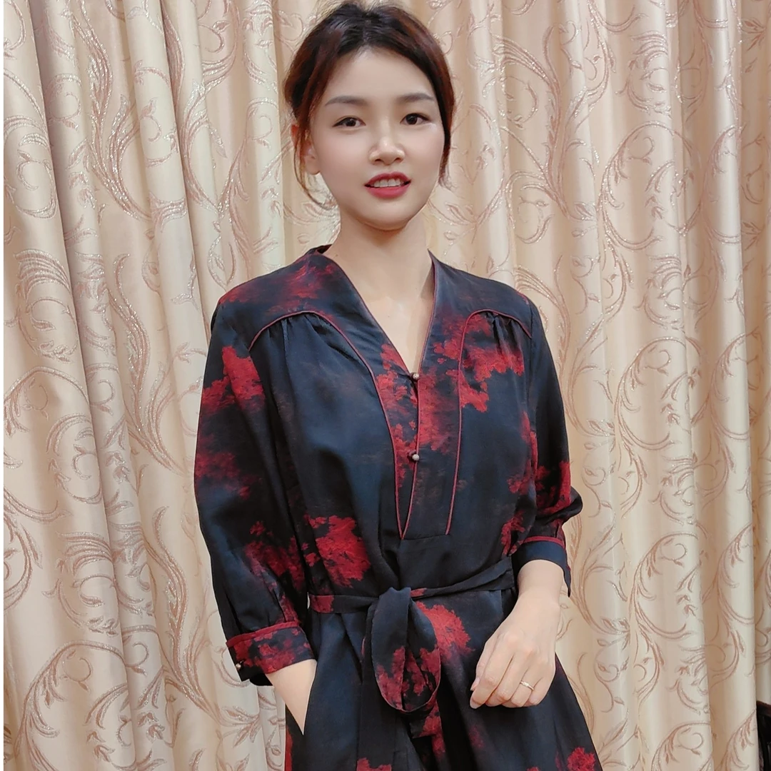 云裳女装经典大牌气质袍子香云纱连衣裙长款高端夏季设计师显瘦