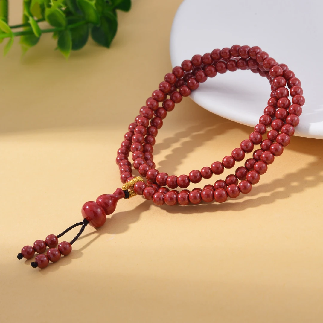 含辰砂工艺品【婉葶珠宝】多圈朱砂葫芦手链