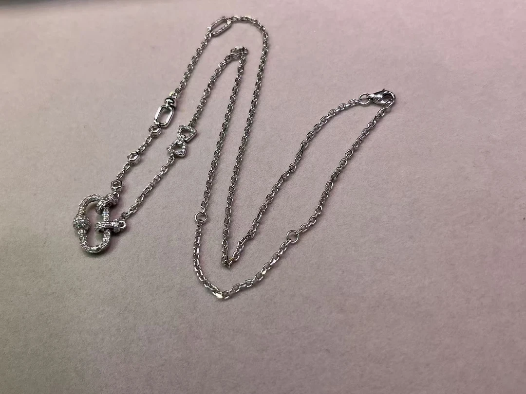 颈饰18K金镶嵌万能链轻奢时尚百搭素款气质简约可调节抽拉素链