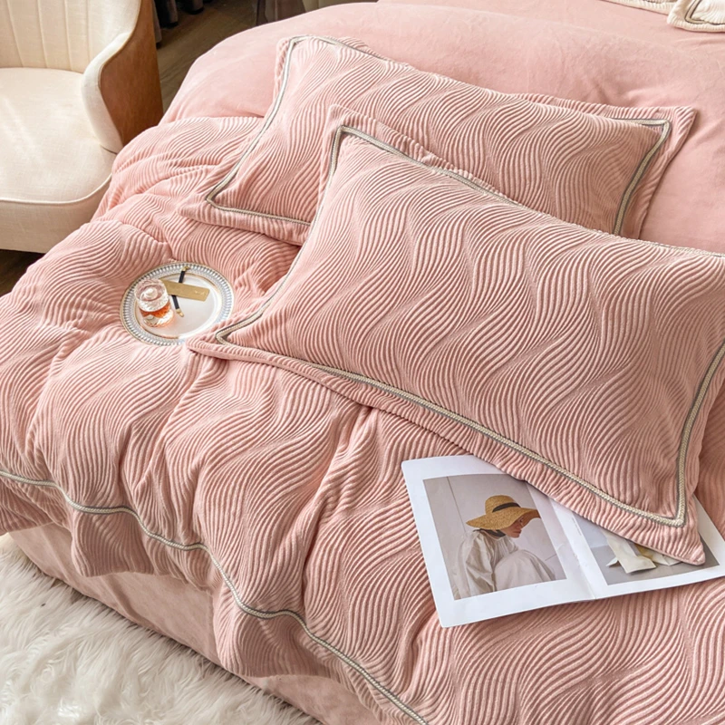 【粉丝福利款】全消光雕花提花牛奶绒织带工艺款单枕套【一只装】