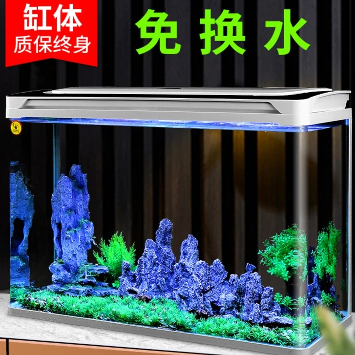 2023玻璃金鱼缸家用桌面小型客厅懒人免换水生态自循环水族箱过滤